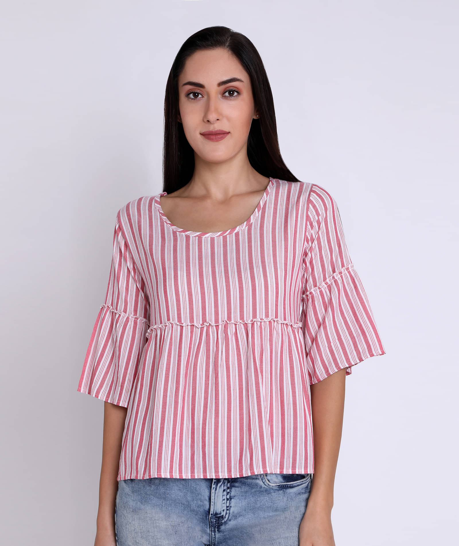 Chimpaaanzee - Pink Viscose Women's Empire Top ( Pack of 1 ) Chimpaaanzee - Pink Viscose Women's Empire Top ( Pack of 1 )