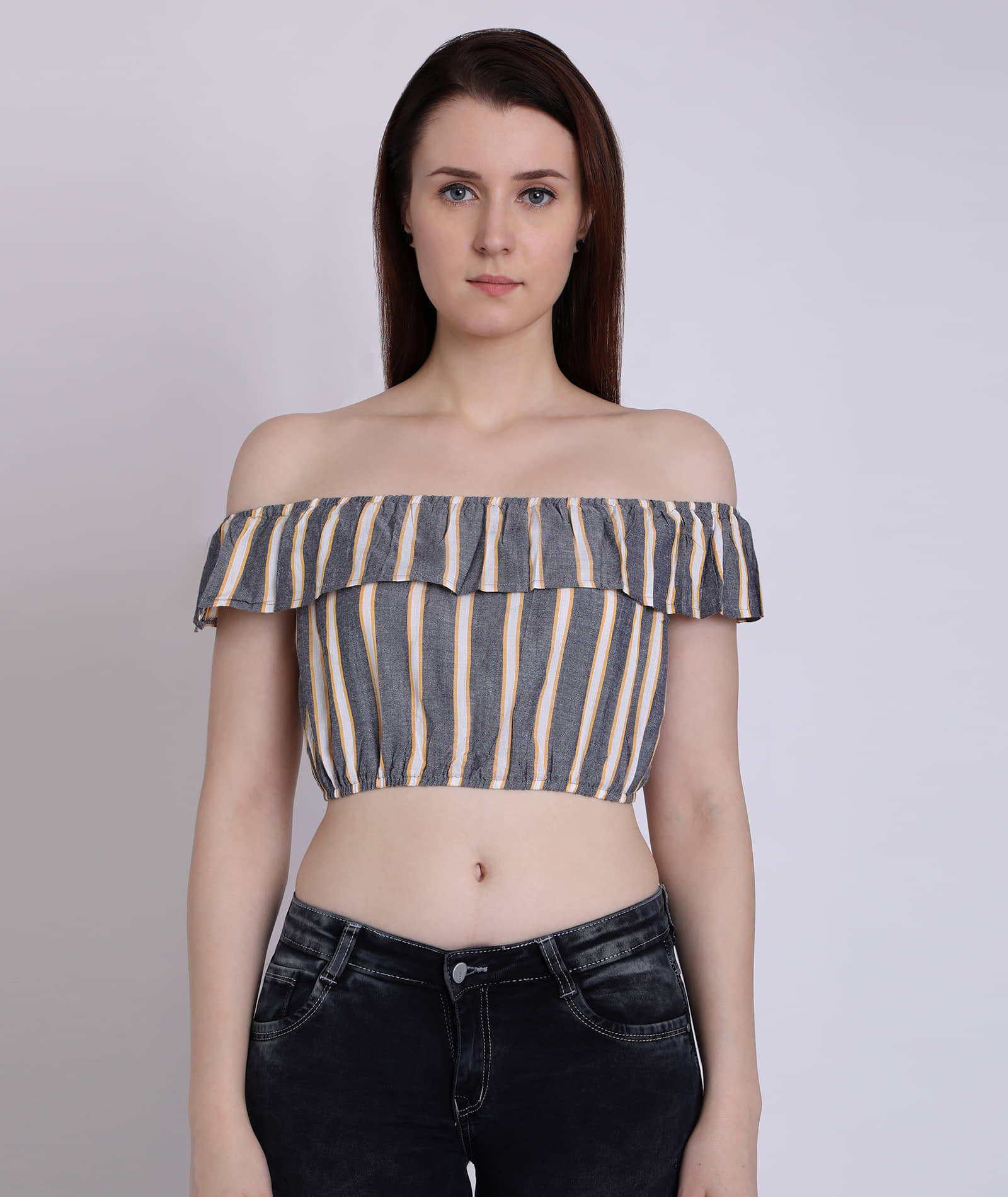 Chimpaaanzee Women's Viscose Crop Top ( Grey )