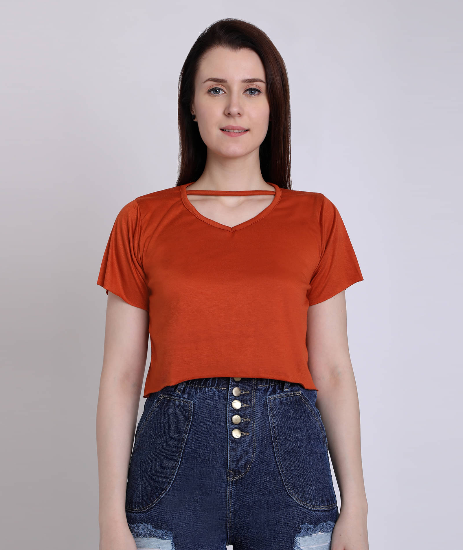     			Chimpaaanzee Women's Viscose Crop Top ( Orange )