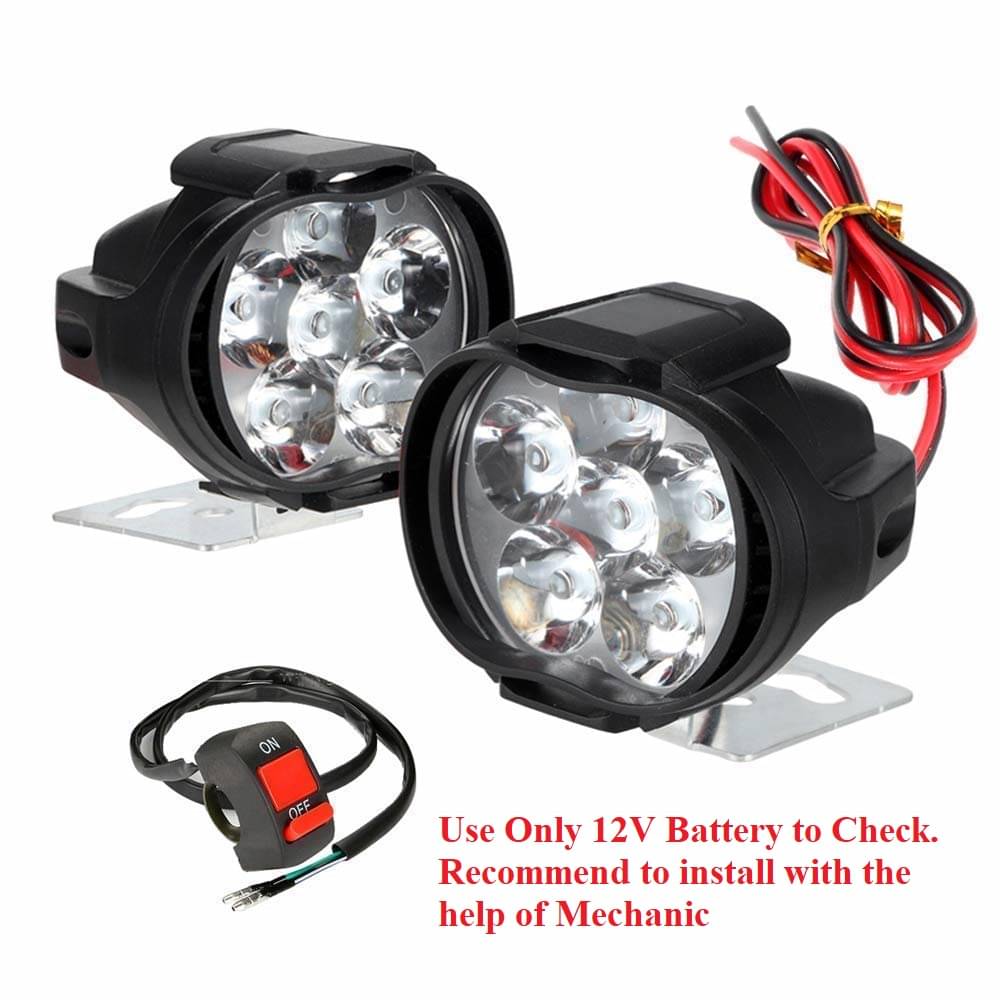     			Om 6 LED 10W Fog Light For Two Wheelers - Set of 2 (On/Off Switch Free)