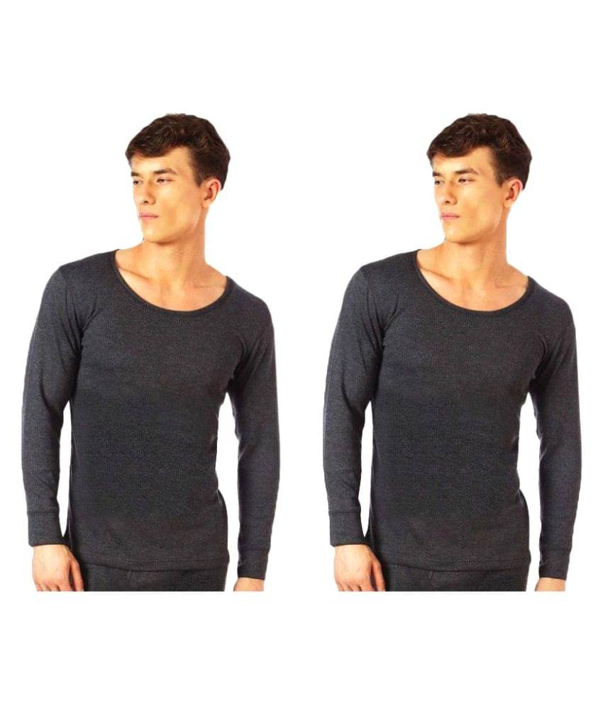 Bodycare Insider - Charcoal Cotton Men's Thermal Tops ( Pack of 2 ) Bodycare Insider - Charcoal Cotton Men's Thermal Tops ( Pack of 2 )
