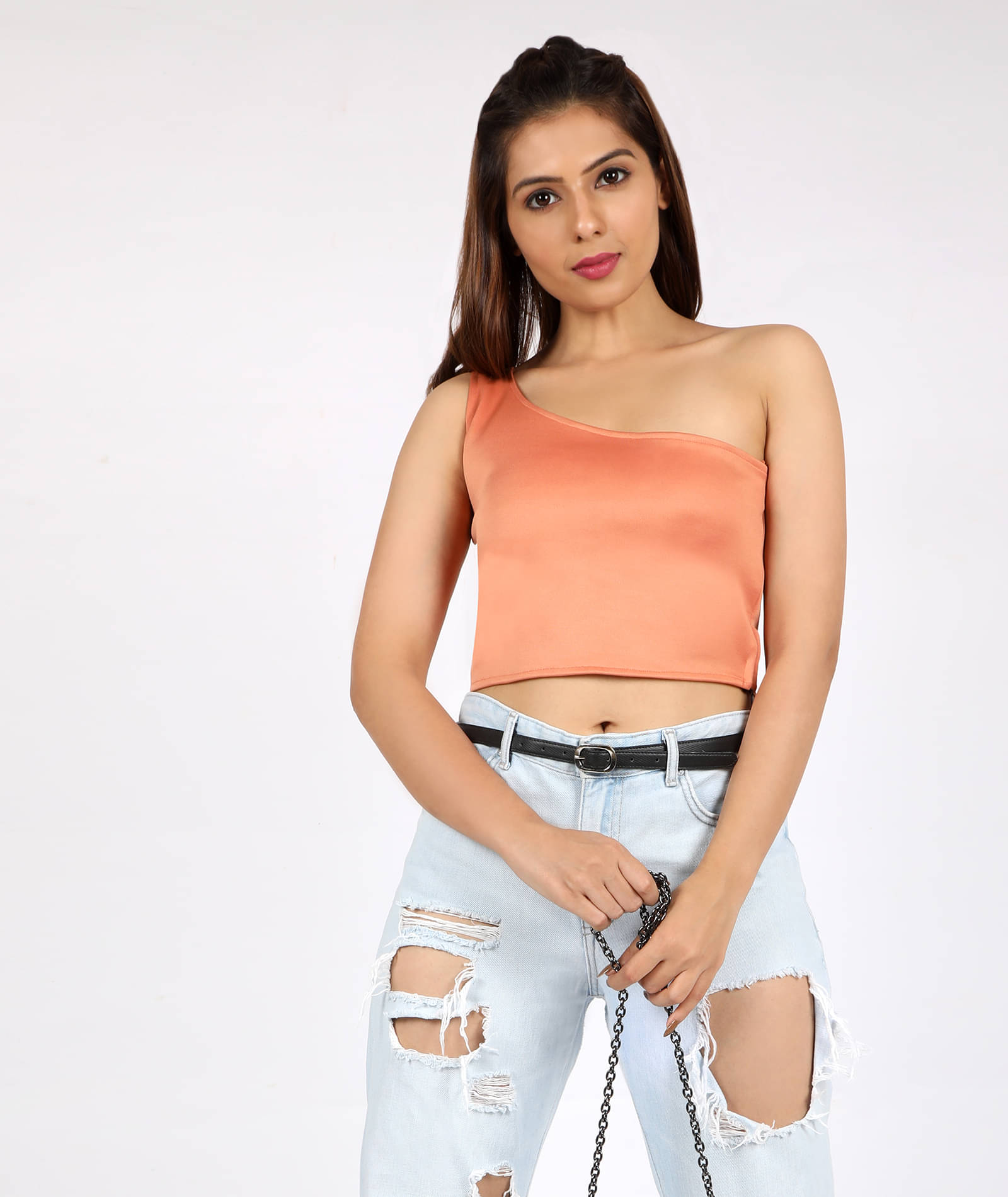 Chimpaaanzee Women's Polyester Crop Top ( Peach )     			Chimpaaanzee Women's Polyester Crop Top ( Peach )