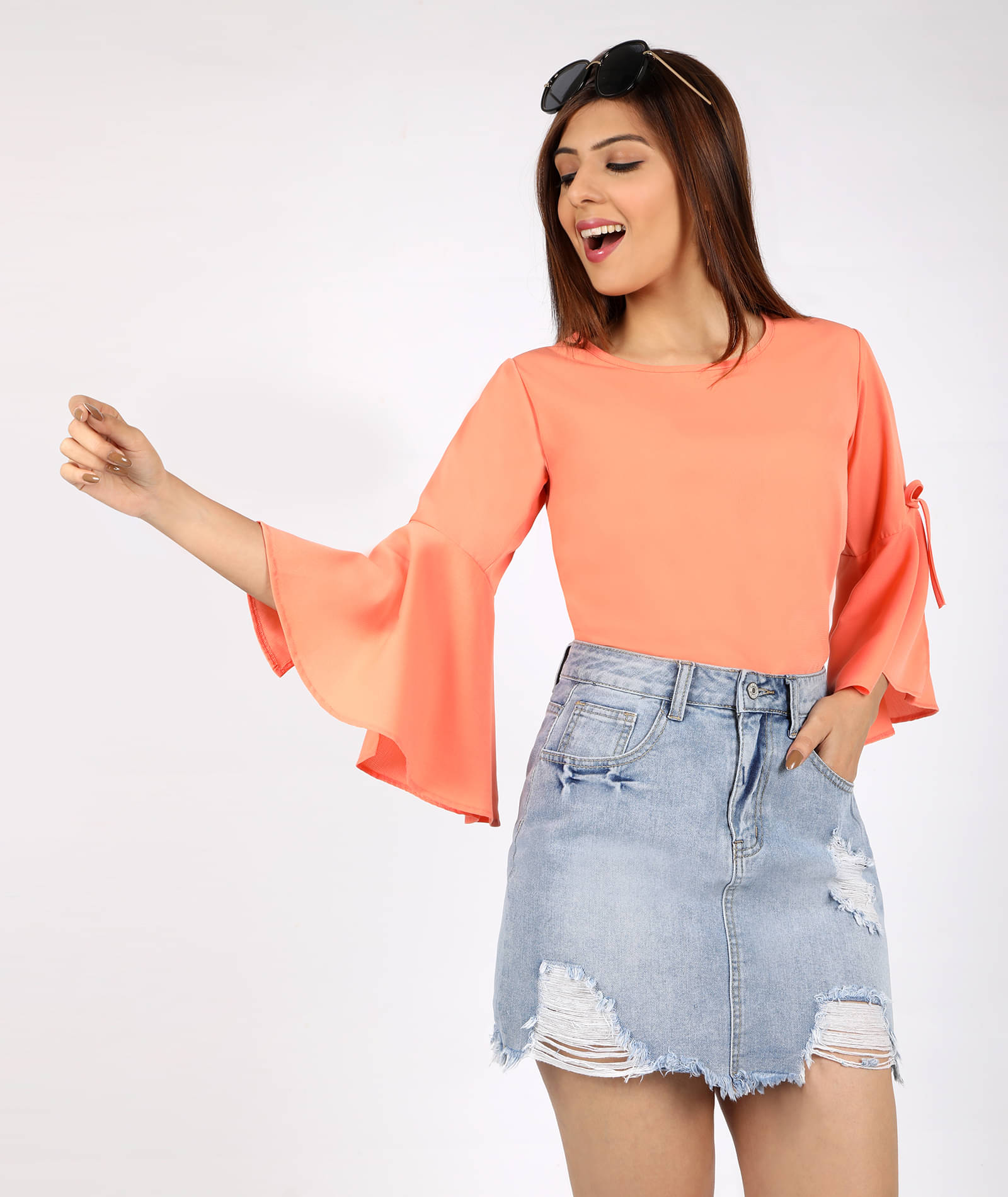 Chimpaaanzee Women's Polyester Regular Top ( Orange ) Chimpaaanzee Women's Polyester Regular Top ( Orange )