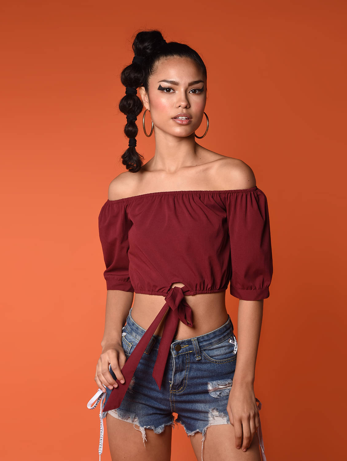     			Chimpaaanzee Women's Polyester Knot Front Top ( Maroon )