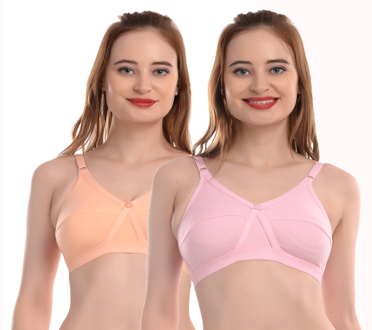     			Elina Pack of 2 Cotton Non Padded Women's T-Shirt Bra ( Multi Color )