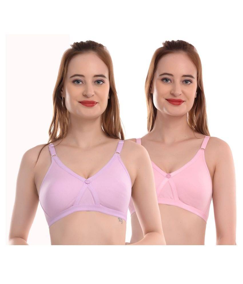     			Elina Pack of 2 Cotton Non Padded Women's T-Shirt Bra ( Multi Color )