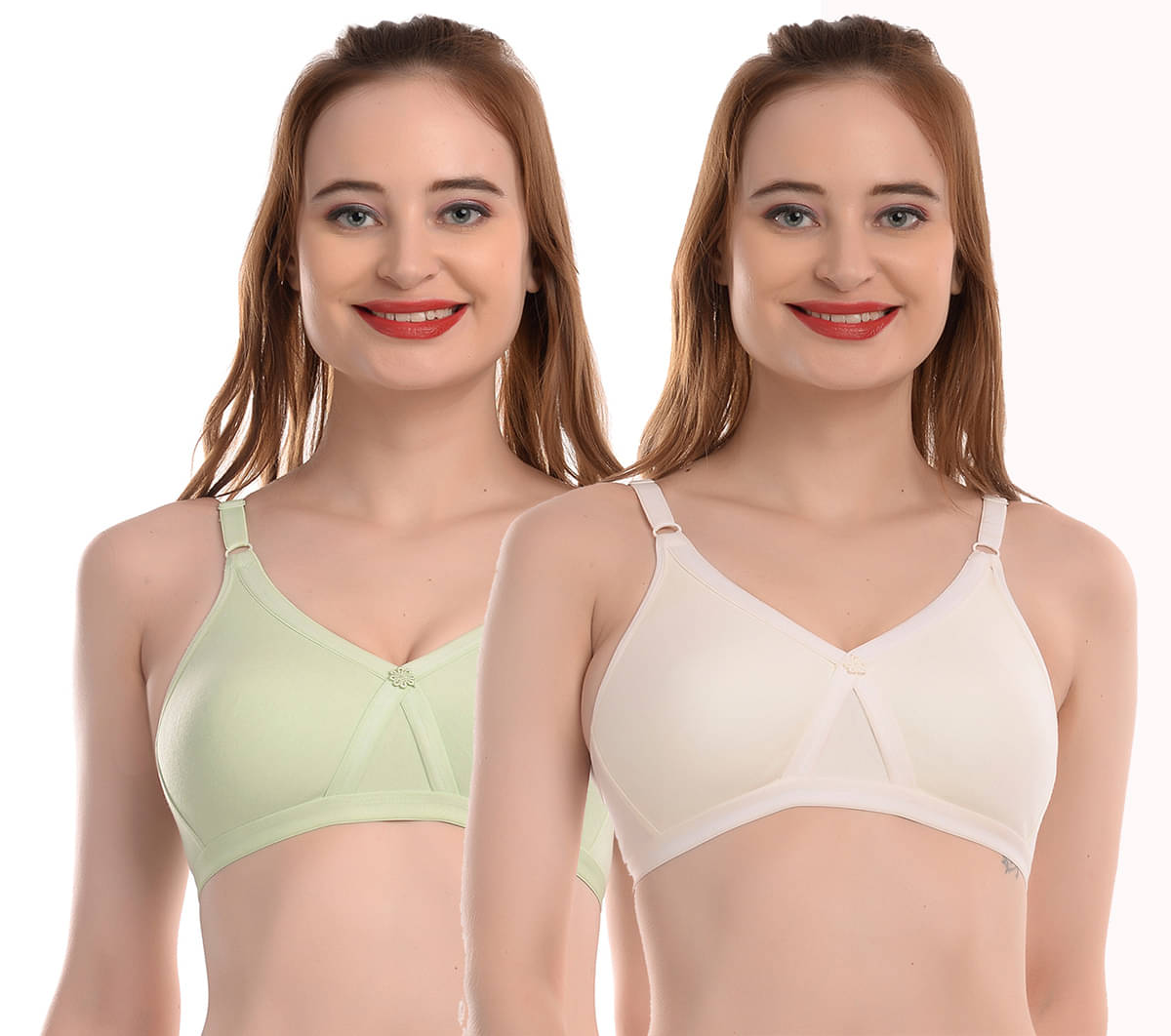 Elina Pack of 2 Cotton Non Padded Women's T-Shirt Bra ( Multi Color )     			Elina Pack of 2 Cotton Non Padded Women's T-Shirt Bra ( Multi Color )