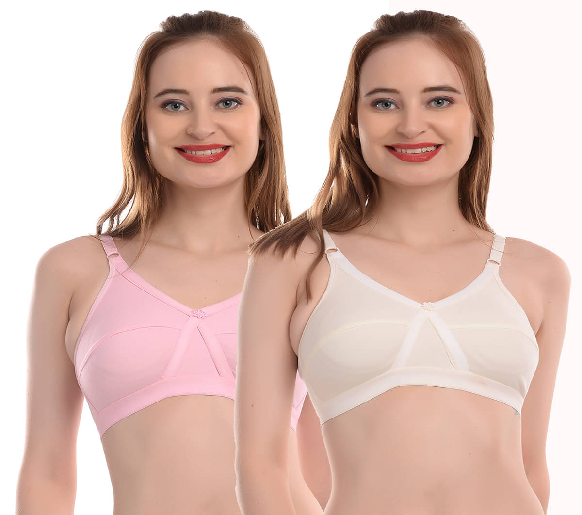 Elina Pack of 2 Cotton Non Padded Women's T-Shirt Bra ( Multi Color )     			Elina Pack of 2 Cotton Non Padded Women's T-Shirt Bra ( Multi Color )