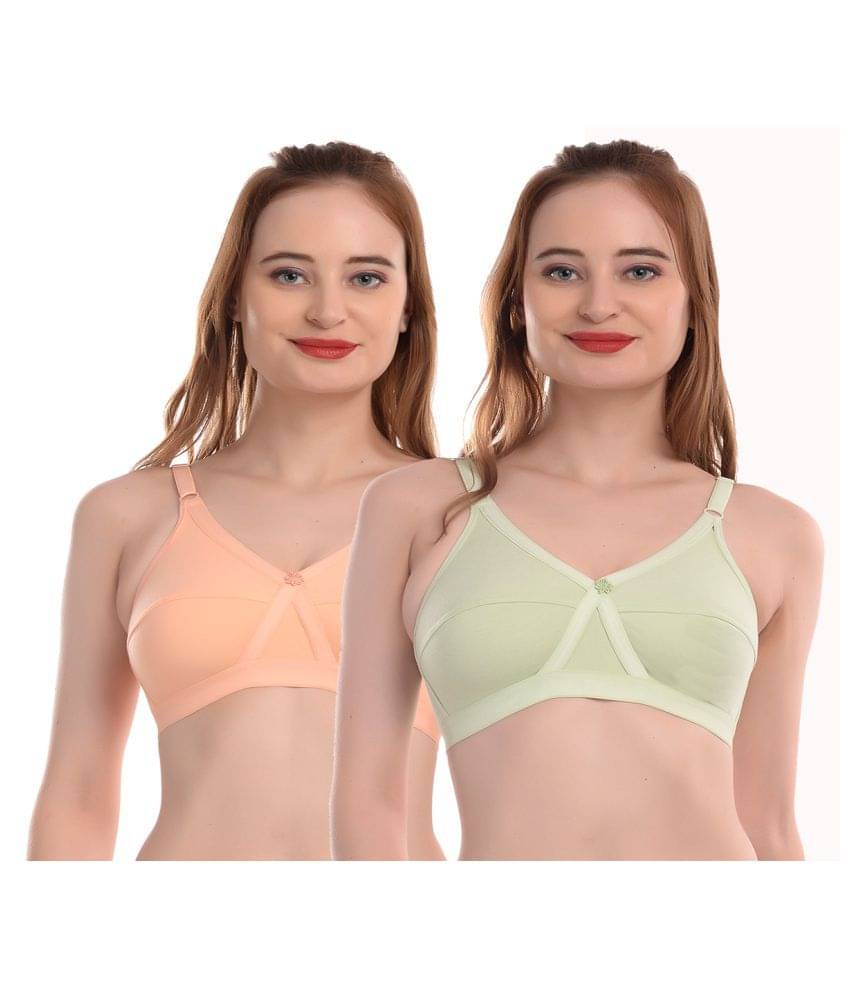 Elina Pack of 2 Cotton Non Padded Women's T-Shirt Bra ( Multi Color )     			Elina Pack of 2 Cotton Non Padded Women's T-Shirt Bra ( Multi Color )