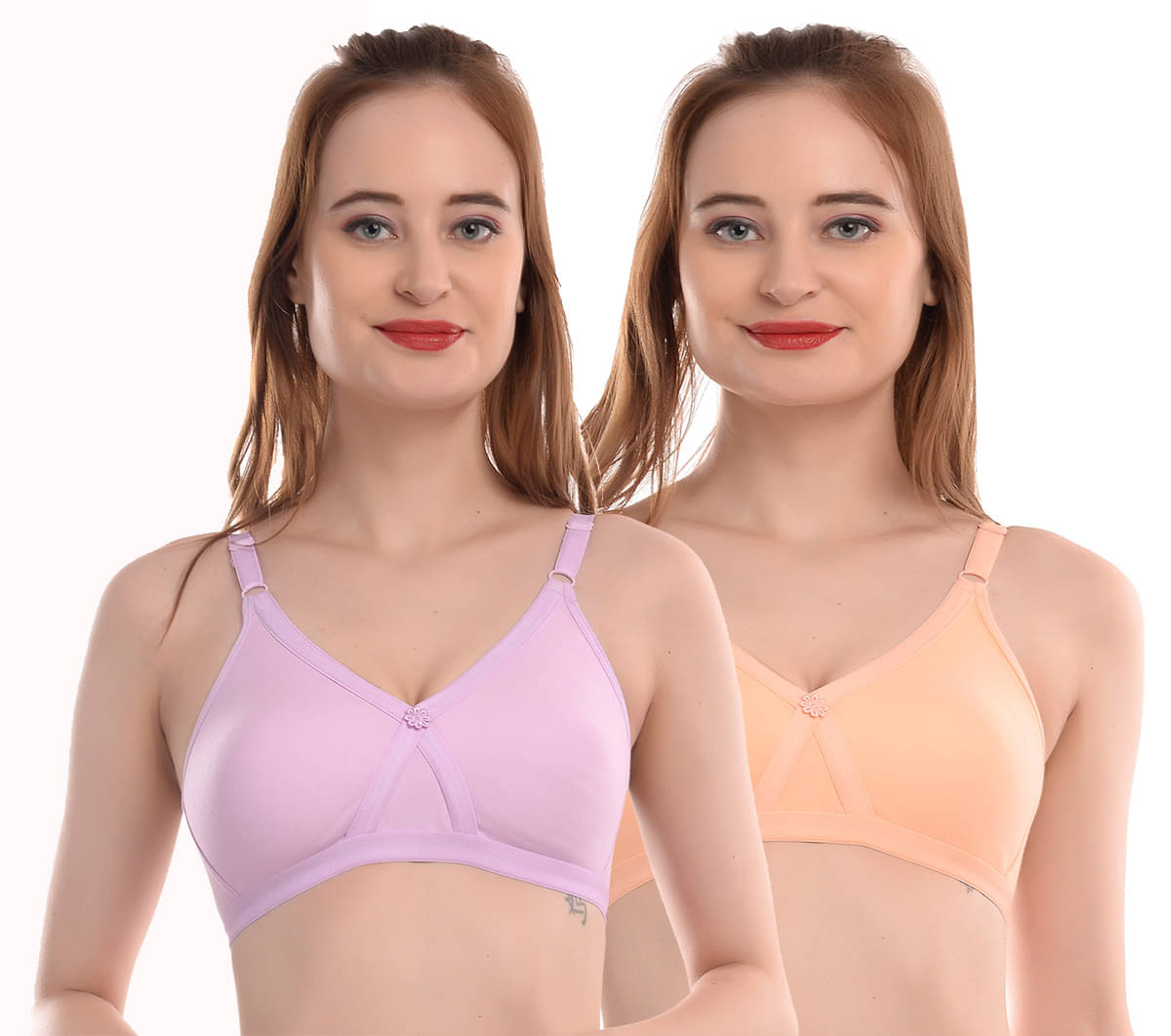 Elina Pack of 2 Cotton Non Padded Women's T-Shirt Bra ( Multi Color ) Elina Pack of 2 Cotton Non Padded Women's T-Shirt Bra ( Multi Color )