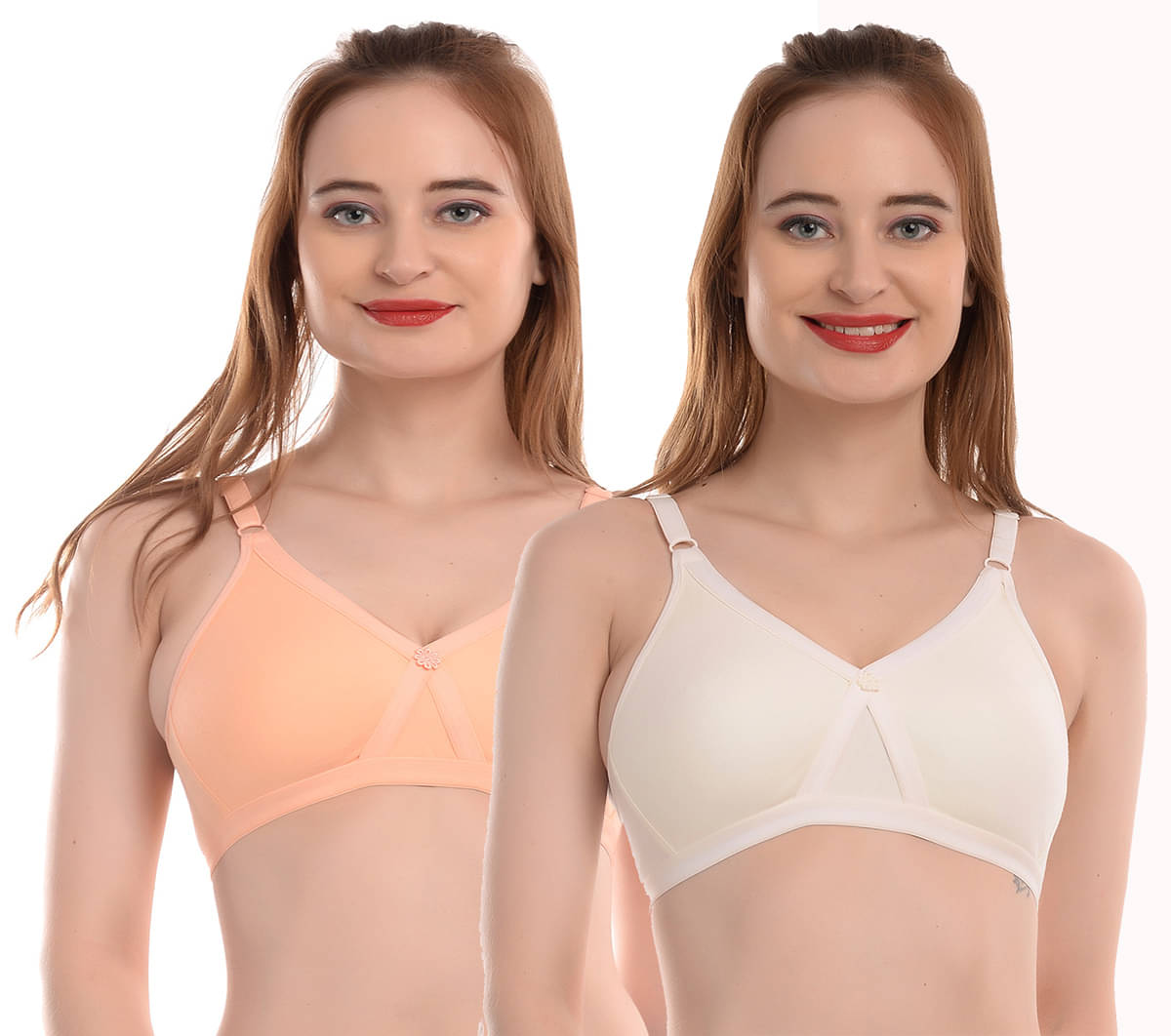     			Elina Pack of 2 Cotton Non Padded Women's T-Shirt Bra ( Multi Color )