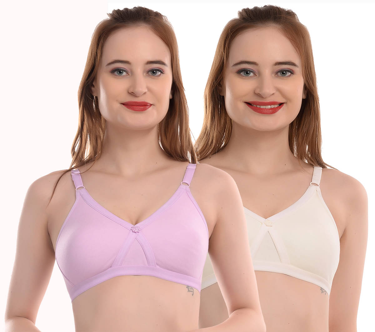     			Elina Pack of 2 Cotton Non Padded Women's T-Shirt Bra ( Multi Color )