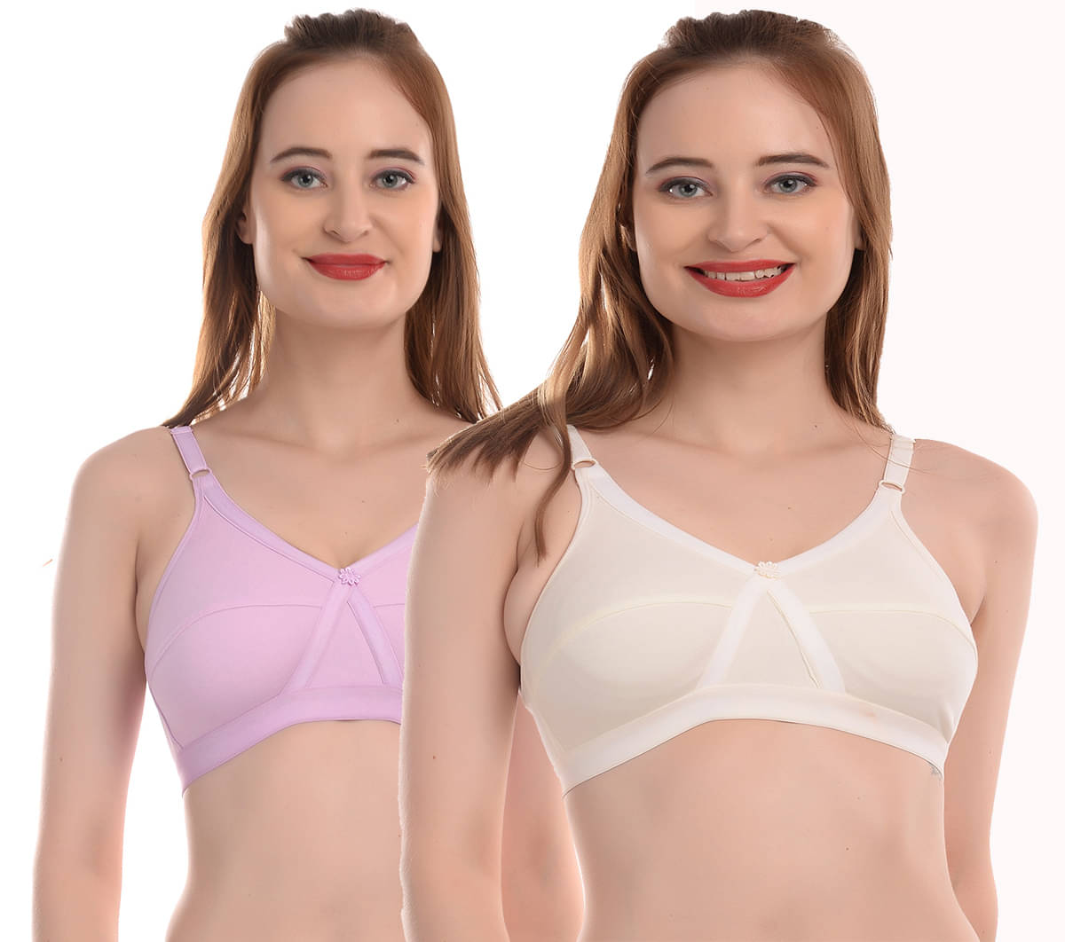 Elina Pack of 2 Cotton Non Padded Women's T-Shirt Bra ( Multi Color )     			Elina Pack of 2 Cotton Non Padded Women's T-Shirt Bra ( Multi Color )