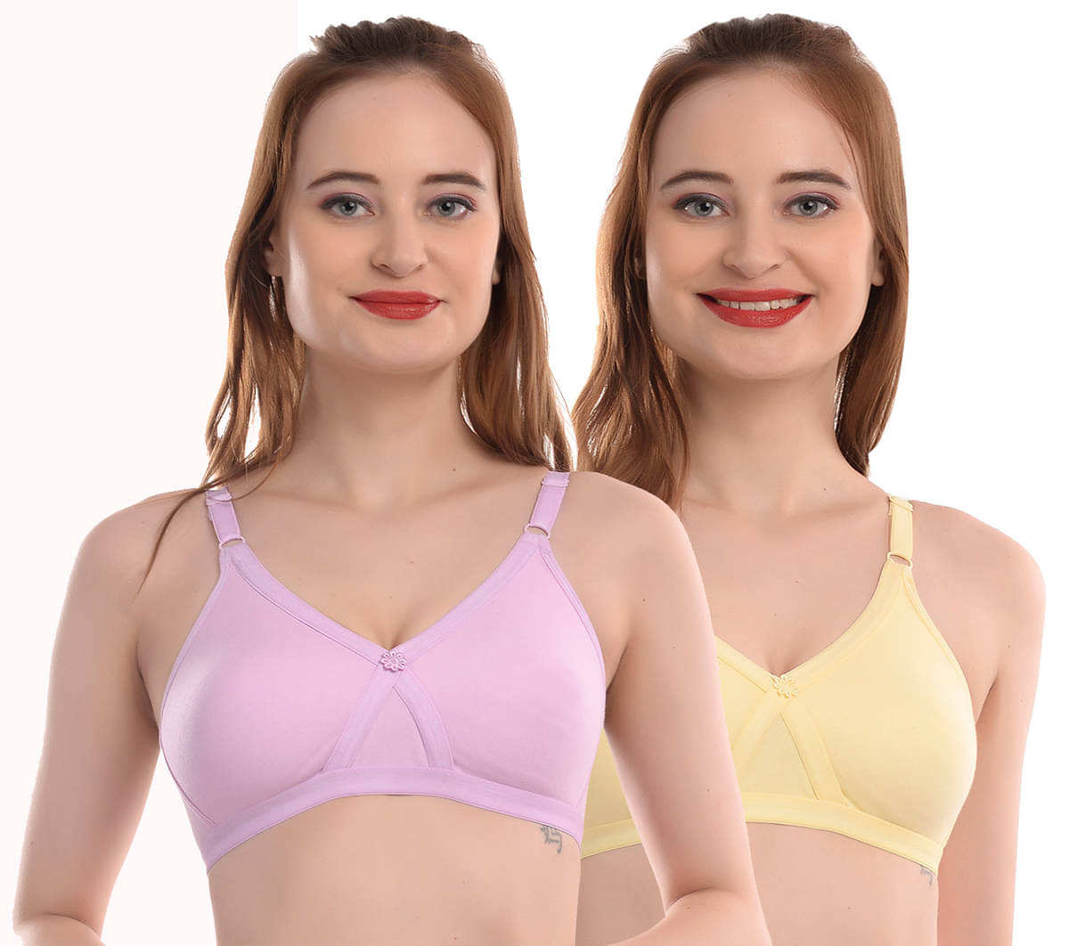     			Elina Pack of 2 Cotton Non Padded Women's T-Shirt Bra ( Multi Color )