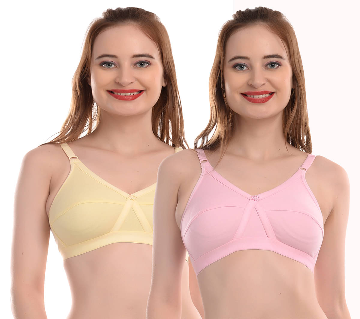 Elina Pack of 2 Cotton Non Padded Women's T-Shirt Bra ( Multi Color )     			Elina Pack of 2 Cotton Non Padded Women's T-Shirt Bra ( Multi Color )