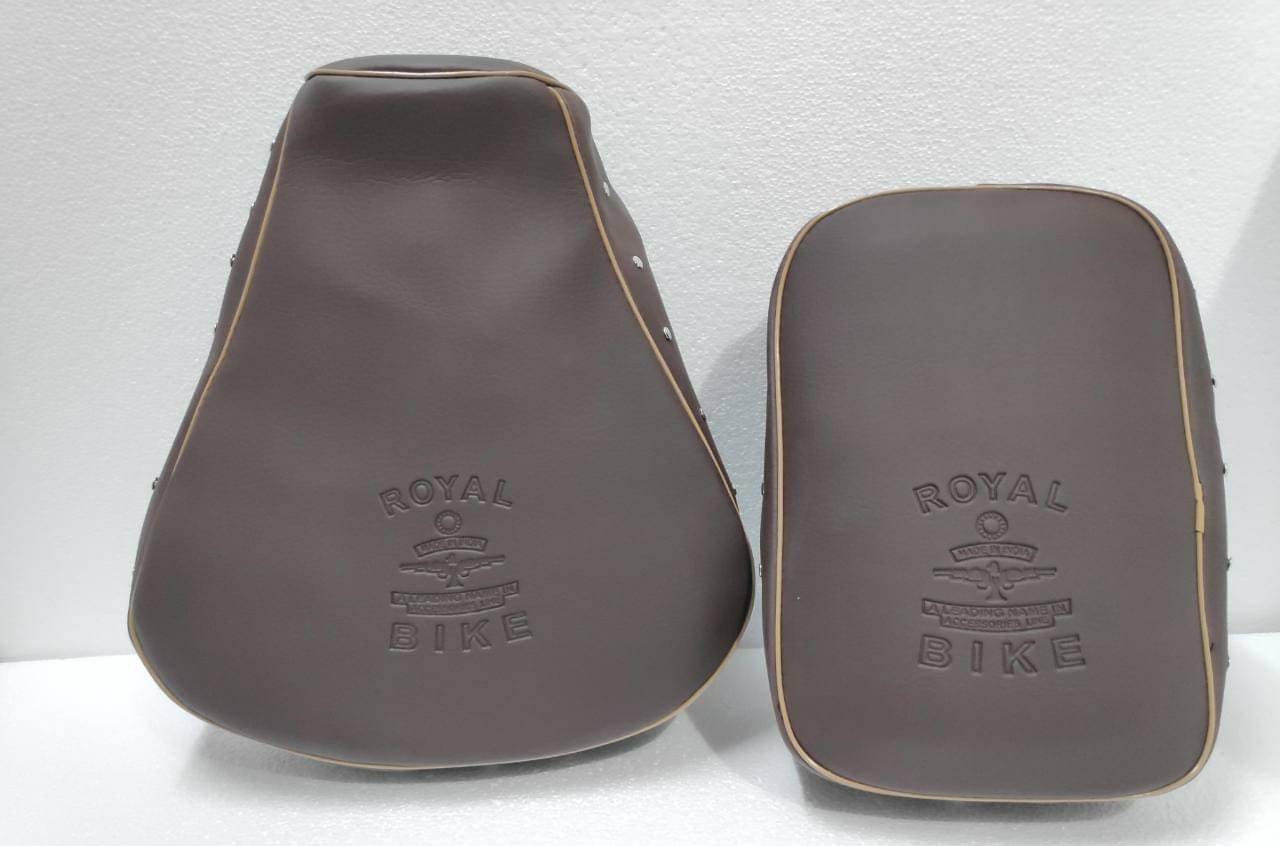PURE BIKING Fancy Brown Button Seat Cover For Royal Enfield Classic , Classic 350.500 CC PURE BIKING Fancy Brown Button Seat Cover For Royal Enfield Classic , Classic 350.500 CC