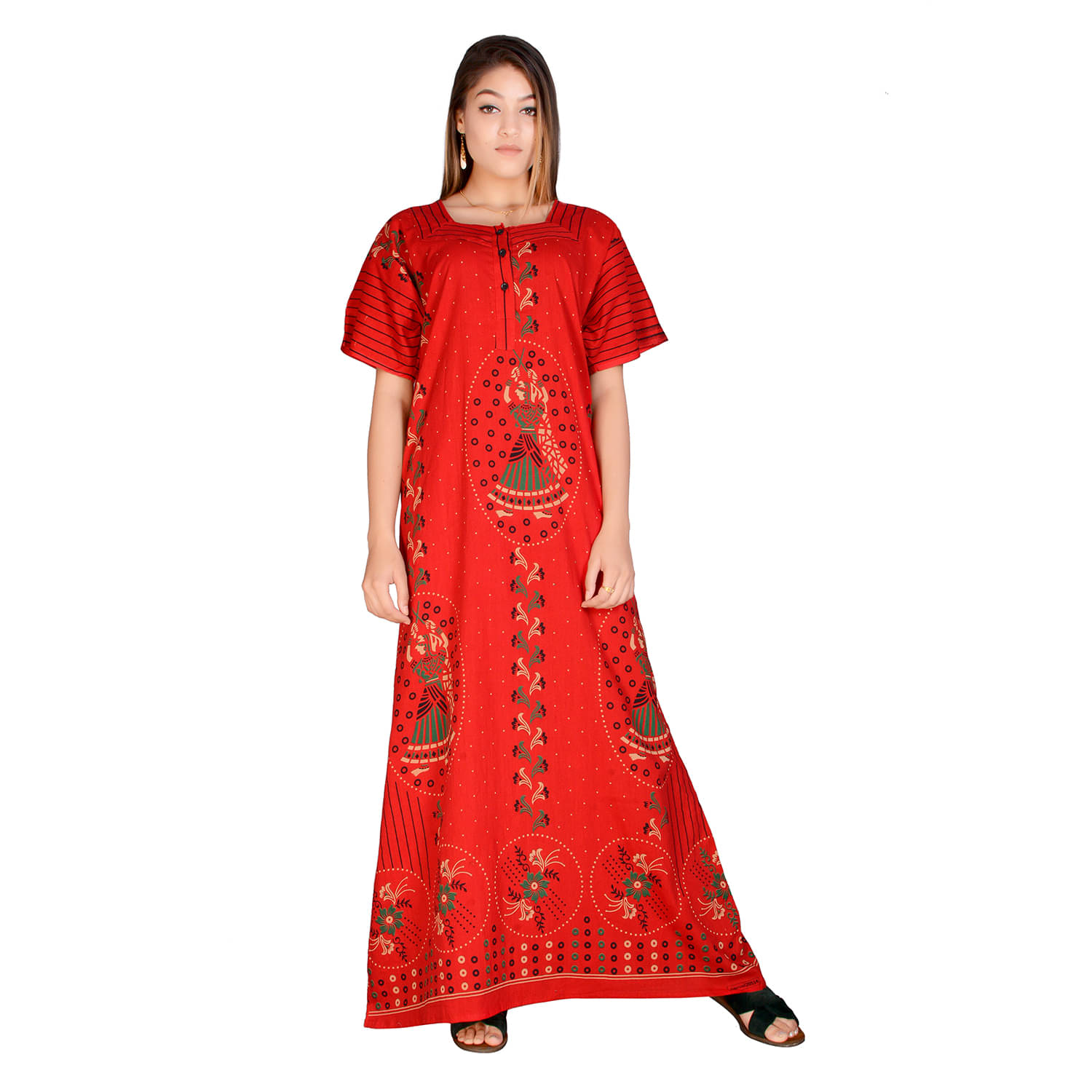     			Raj Cotton Nighty & Night Gowns - Red