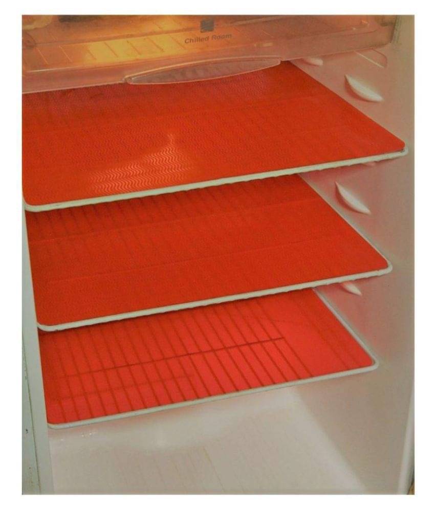 E-Retailer Set of 3 PVC Red Fridge Mats E-Retailer Set of 3 PVC Red Fridge Mats