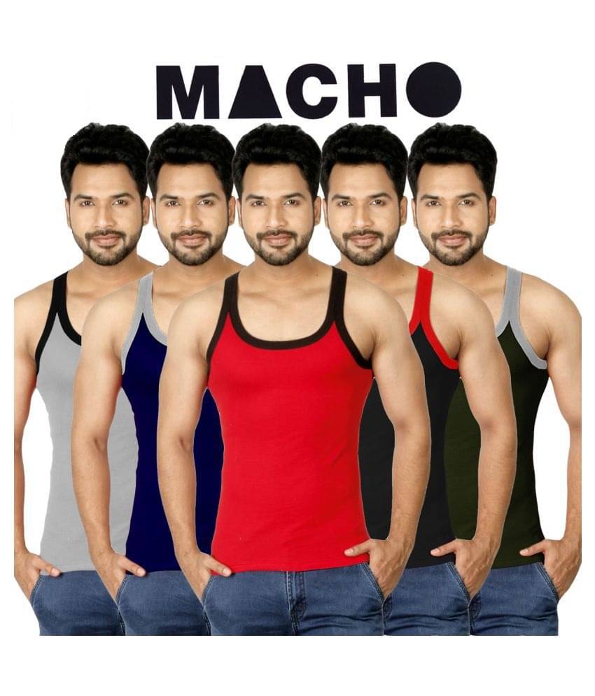 amul macho Multi Sleeveless Vests Pack of 5 amul macho Multi Sleeveless Vests Pack of 5