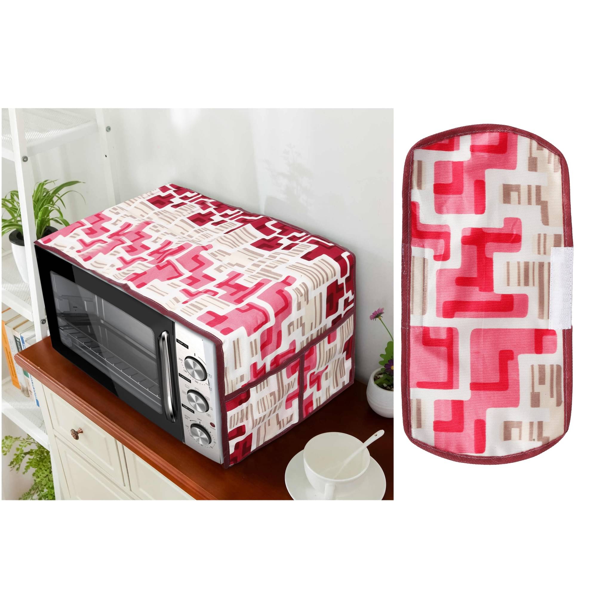 E-Retailer Set of 2 Polyester Red Microwave Oven Cover - E-Retailer Set of 2 Polyester Red Microwave Oven Cover -