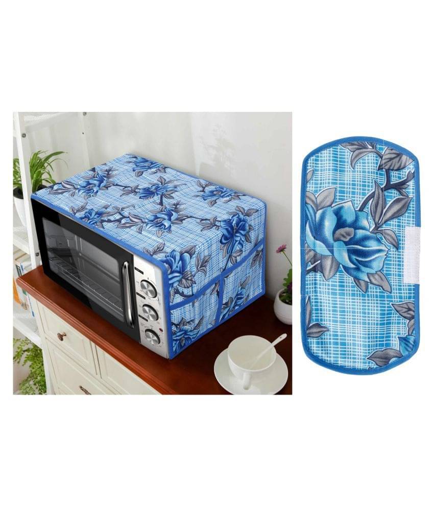 E-Retailer Set of 2 Polyester Blue Microwave Oven Cover - E-Retailer Set of 2 Polyester Blue Microwave Oven Cover -
