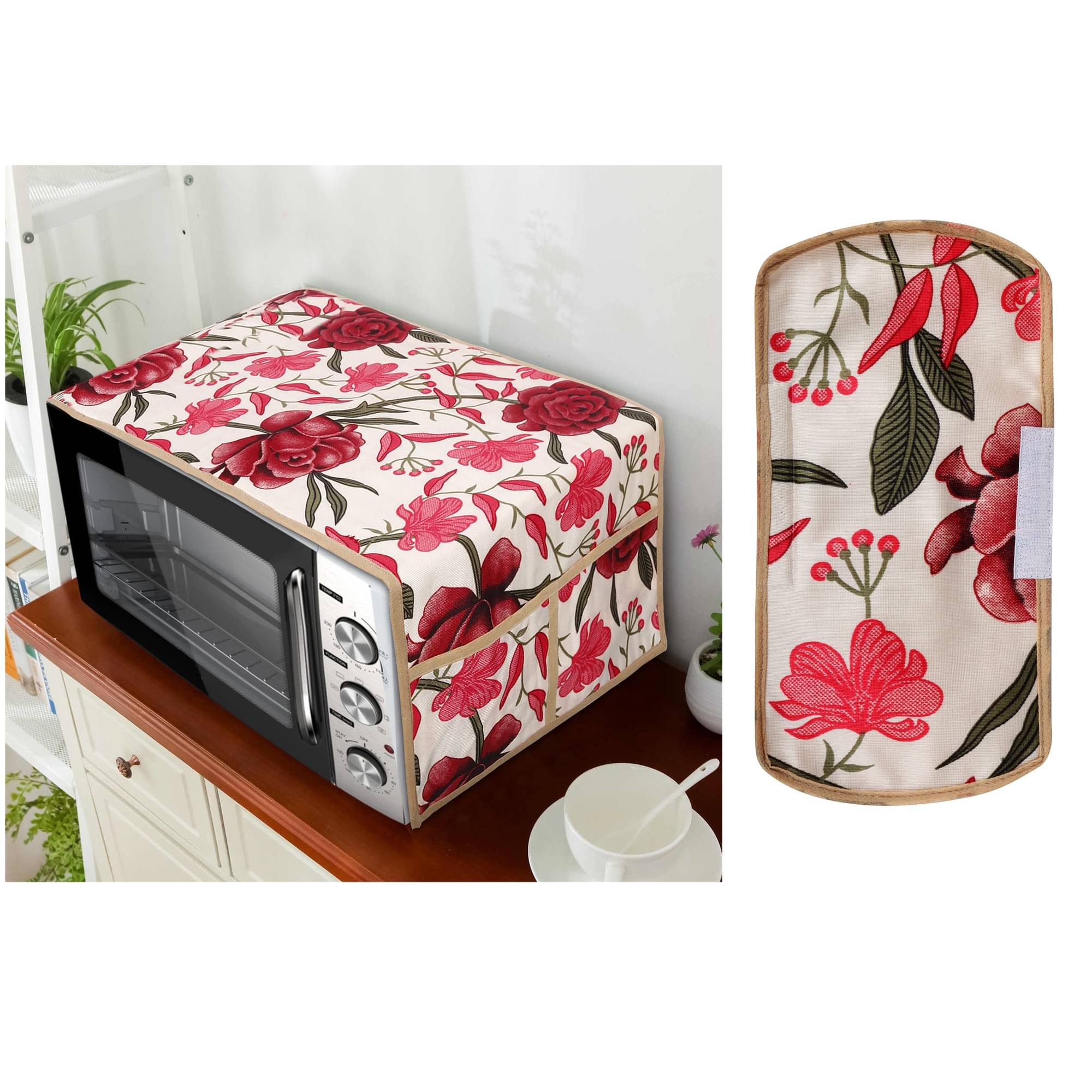     			E-Retailer Set of 2 Polyester Red Microwave Oven Cover -