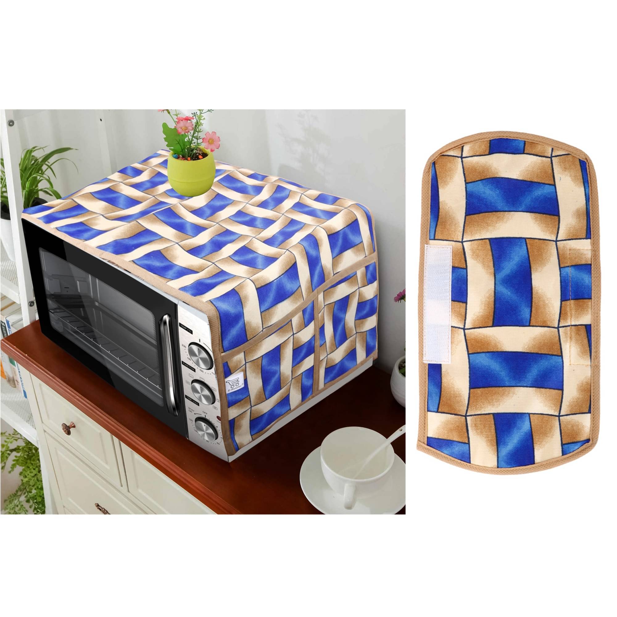     			E-Retailer Set of 2 Polyester Blue Microwave Oven Cover -