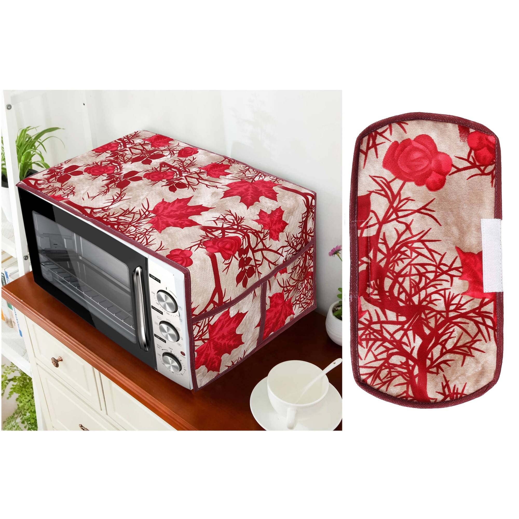 E-Retailer Set of 2 Polyester Red Microwave Oven Cover - E-Retailer Set of 2 Polyester Red Microwave Oven Cover -