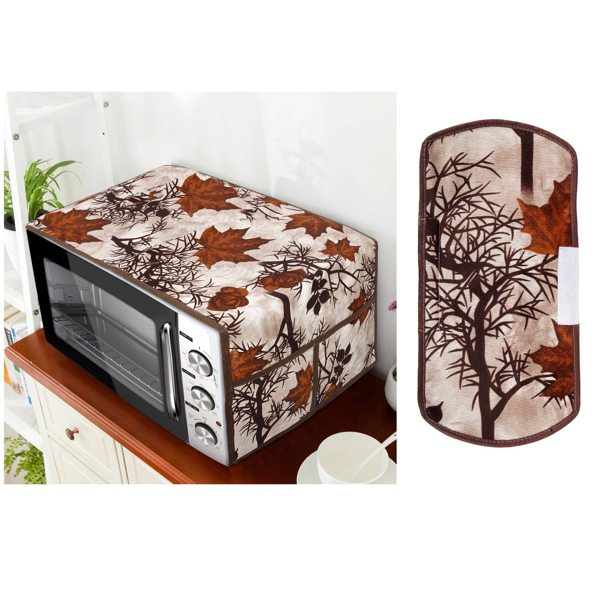     			E-Retailer Set of 2 Polyester Brown Microwave Oven Cover -