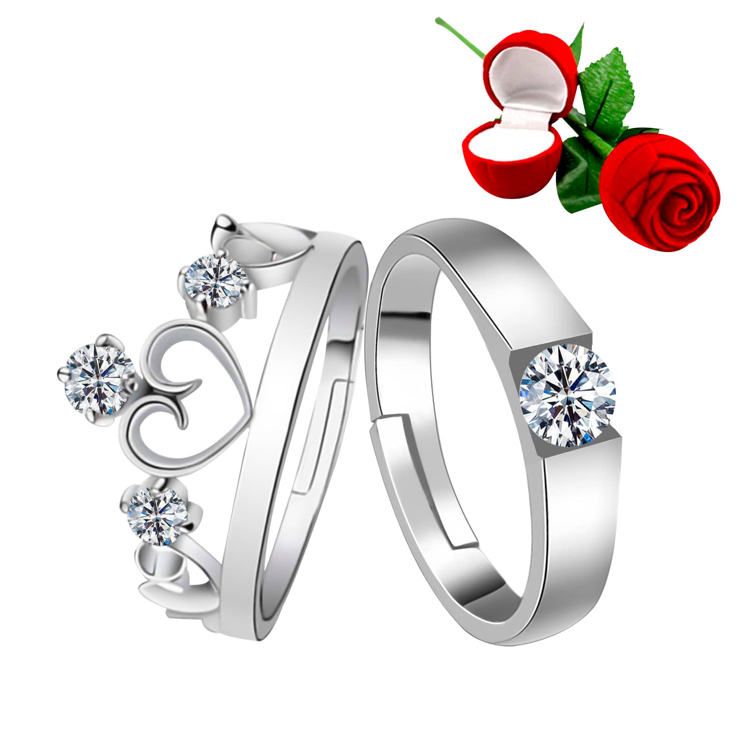 N M CREATION - Silver Couple Ring (Pack of 1)