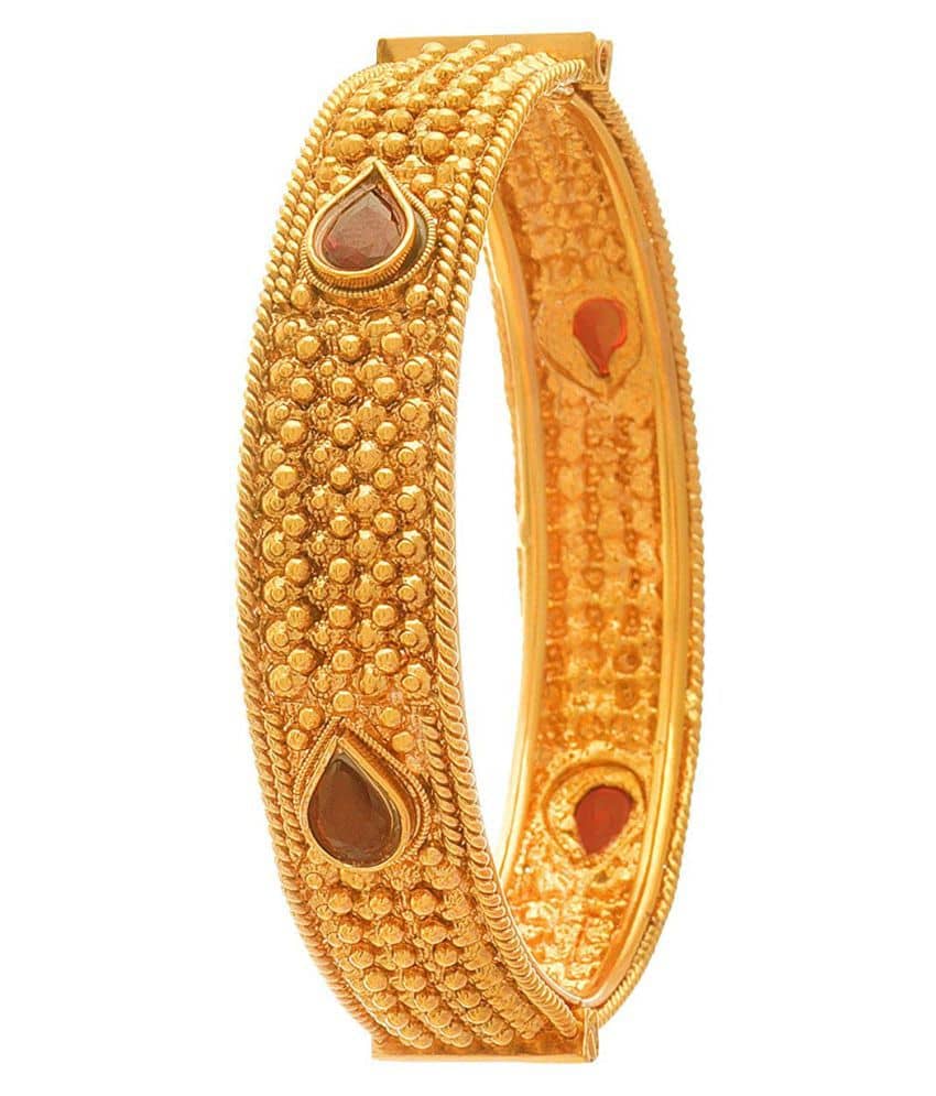 JFL - Traditional Ethnic One Gram Glod Plated Stone Designer Openable Bangle Kada for Women - Bangles & Bracelets | Buy online on ZillyBuy