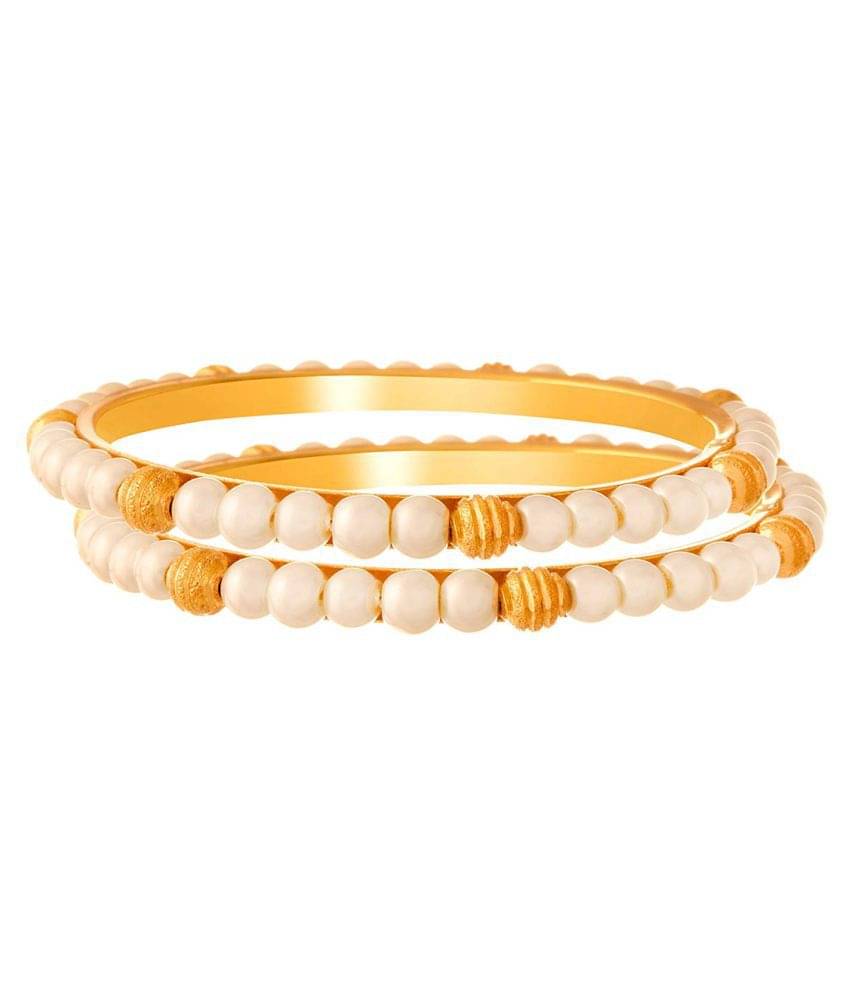     			JFL - Traditional Ethnic One Gram Gold Plated Pearl Designer Bangle for Women & Girls