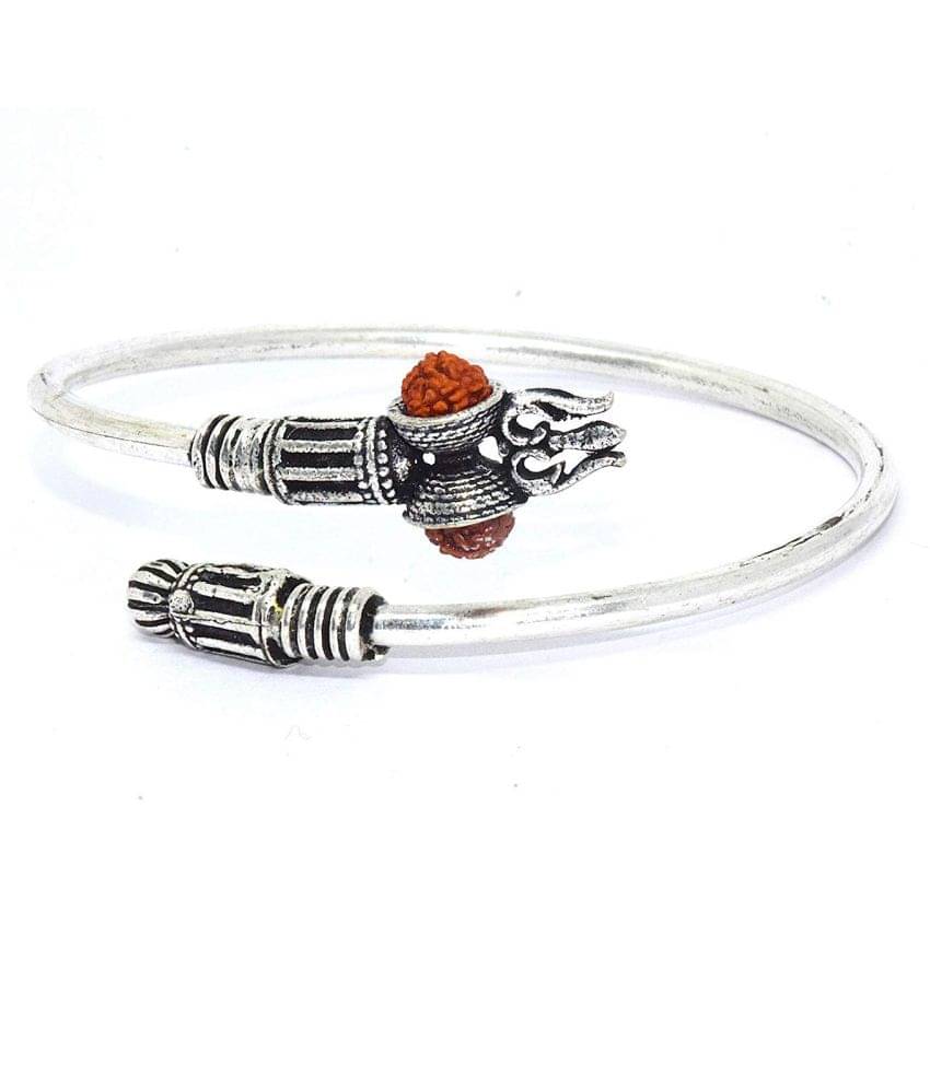Rudradivine Designer Silver Oxidized Shiva Trishul Rudraksha Damru Kada Bracelet Bangle for Men and Boys Silver Trishul Damroo Designer Kada Bracelet Bangle for Women and Men (Flexible) Rudradivine Designer Silver Oxidized Shiva Trishul Rudraksha Damru Kada Bracelet Bangle for Men and Boys Silver Trishul Damroo Designer Kada Bracelet Bangle for Women and Men (Flexible)