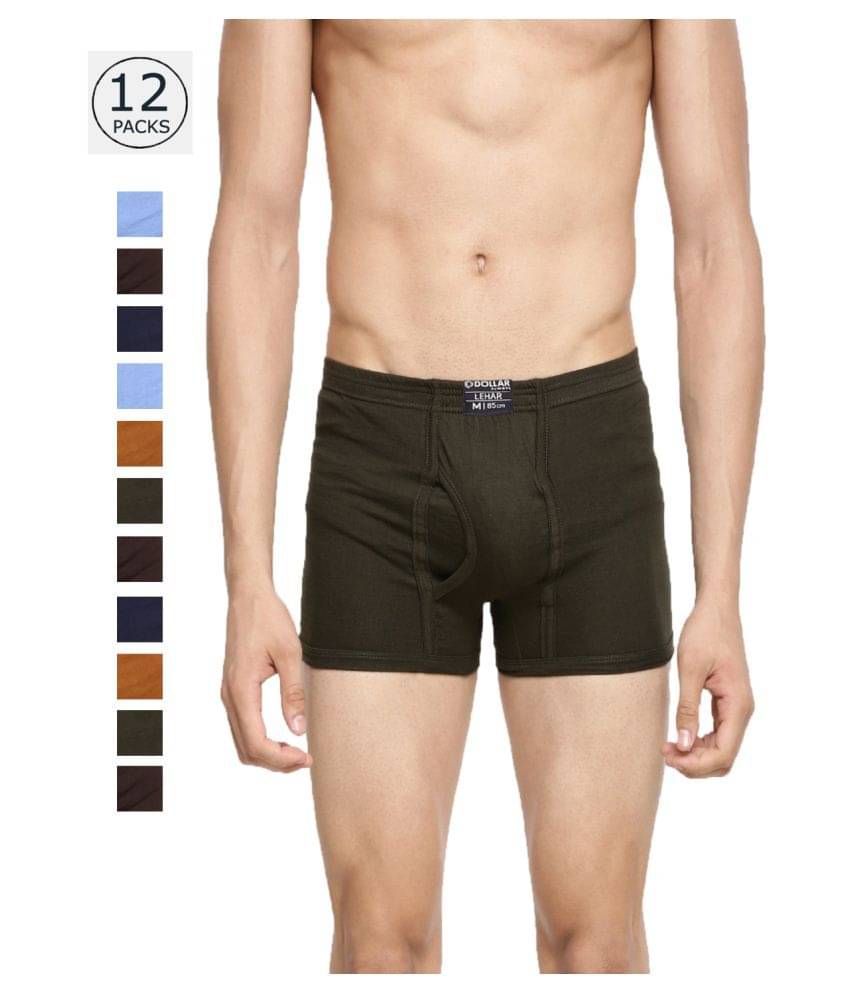     			Dollar Lehar Mens Combed Cotton Trunk - Pack of 12 - (Colour May Vary)