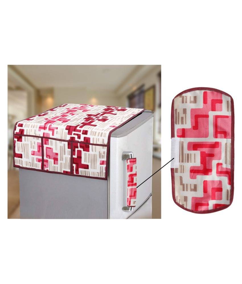 E-Retailer Set of 2 Polyester Red Fridge Top Cover E-Retailer Set of 2 Polyester Red Fridge Top Cover