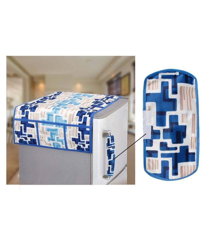 E-Retailer Set of 2 Polyester Blue Fridge Top Cover E-Retailer Set of 2 Polyester Blue Fridge Top Cover