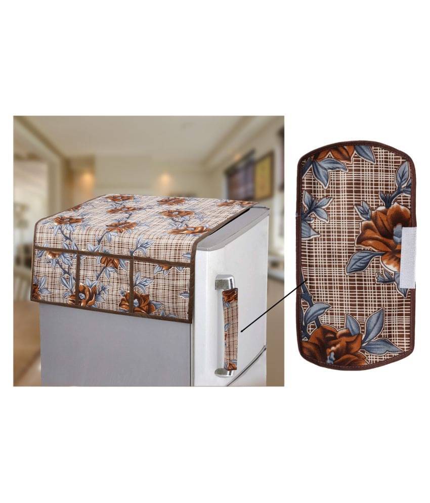     			E-Retailer Set of 2 Polyester Brown Fridge Top Cover