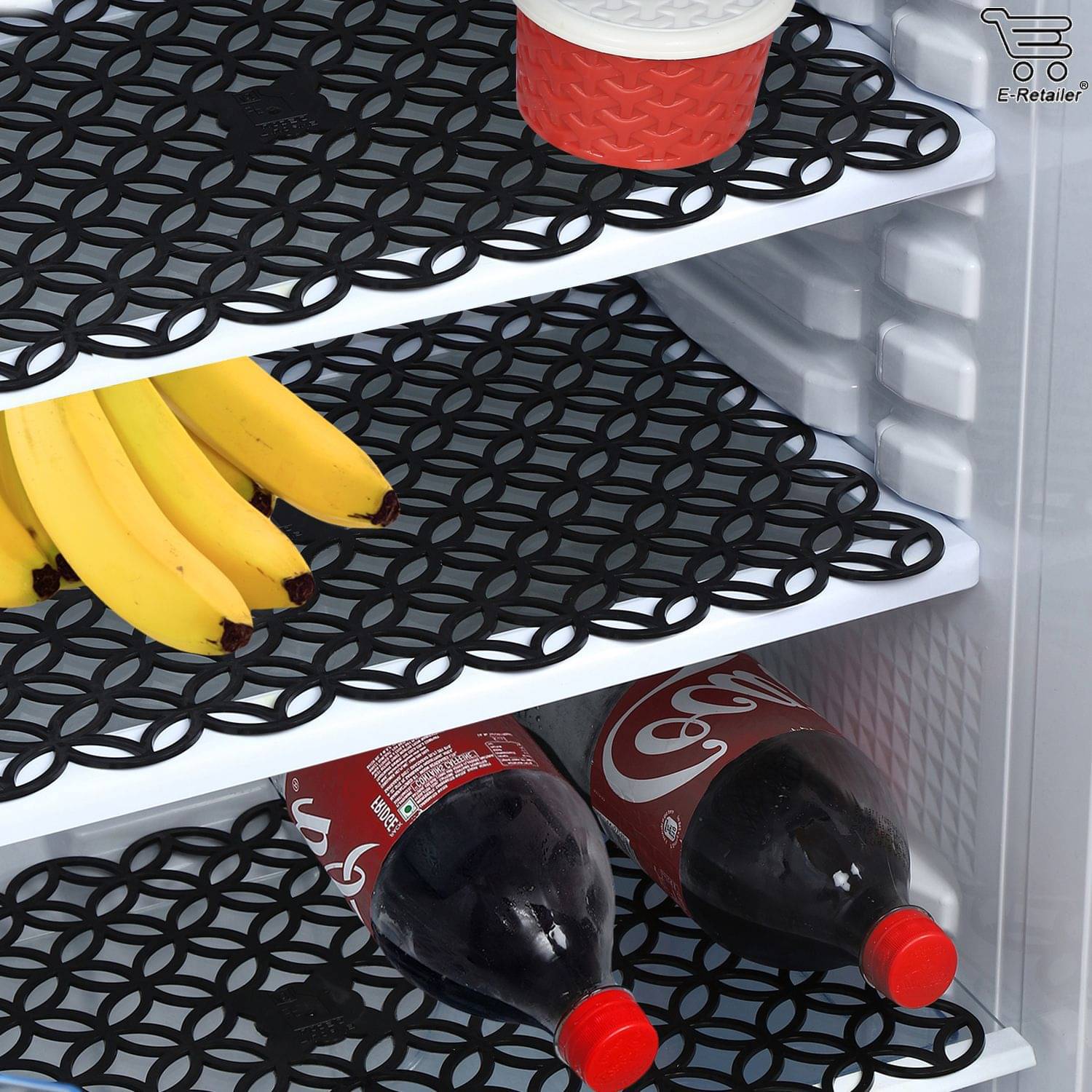 E-Retailer - Black PVC Fridge Mats (Pack of 6) E-Retailer - Black PVC Fridge Mats (Pack of 6)