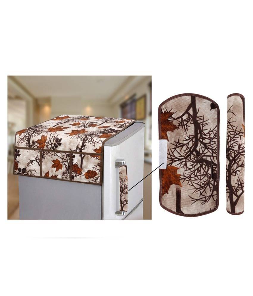E-Retailer Set of 3 Polyester Brown Fridge Top Cover E-Retailer Set of 3 Polyester Brown Fridge Top Cover