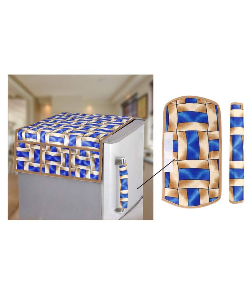 E-Retailer Set of 3 Polyester Blue Fridge Top Cover E-Retailer Set of 3 Polyester Blue Fridge Top Cover