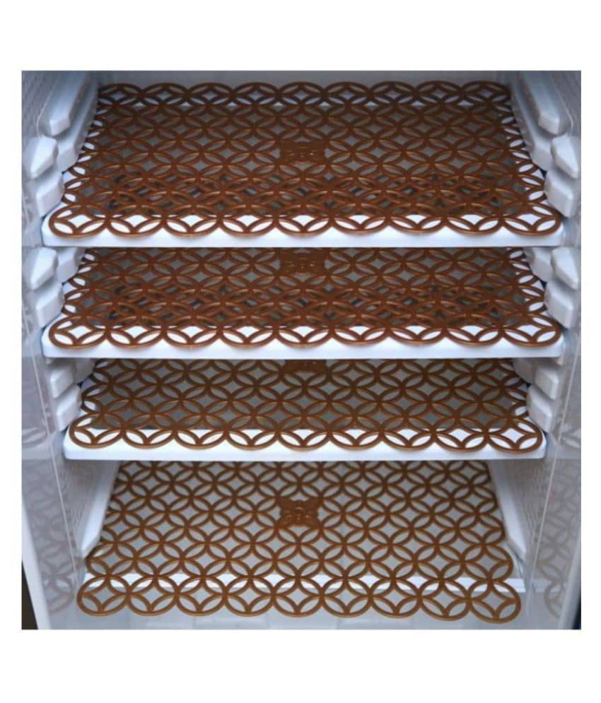 E-Retailer Set of 4 PVC Brown Fridge Mats