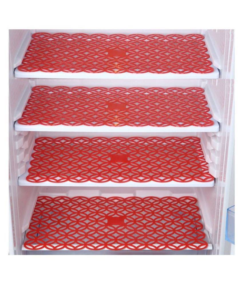 E-Retailer Set of 4 PVC Red Fridge Mats E-Retailer Set of 4 PVC Red Fridge Mats