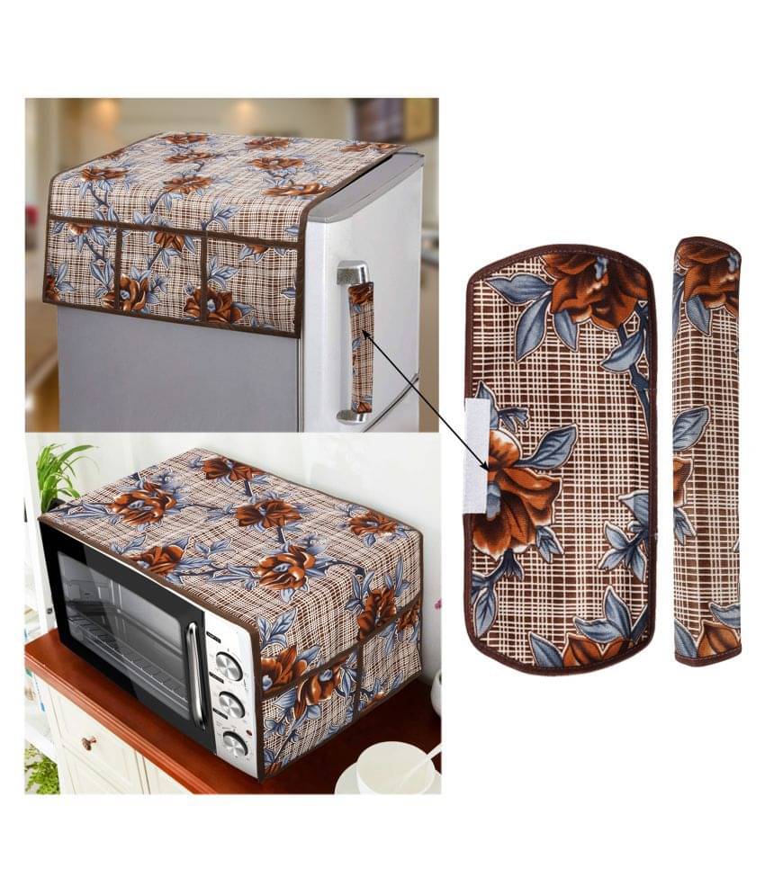 E-Retailer Set of 4 Polyester Brown Fridge Top Cover E-Retailer Set of 4 Polyester Brown Fridge Top Cover