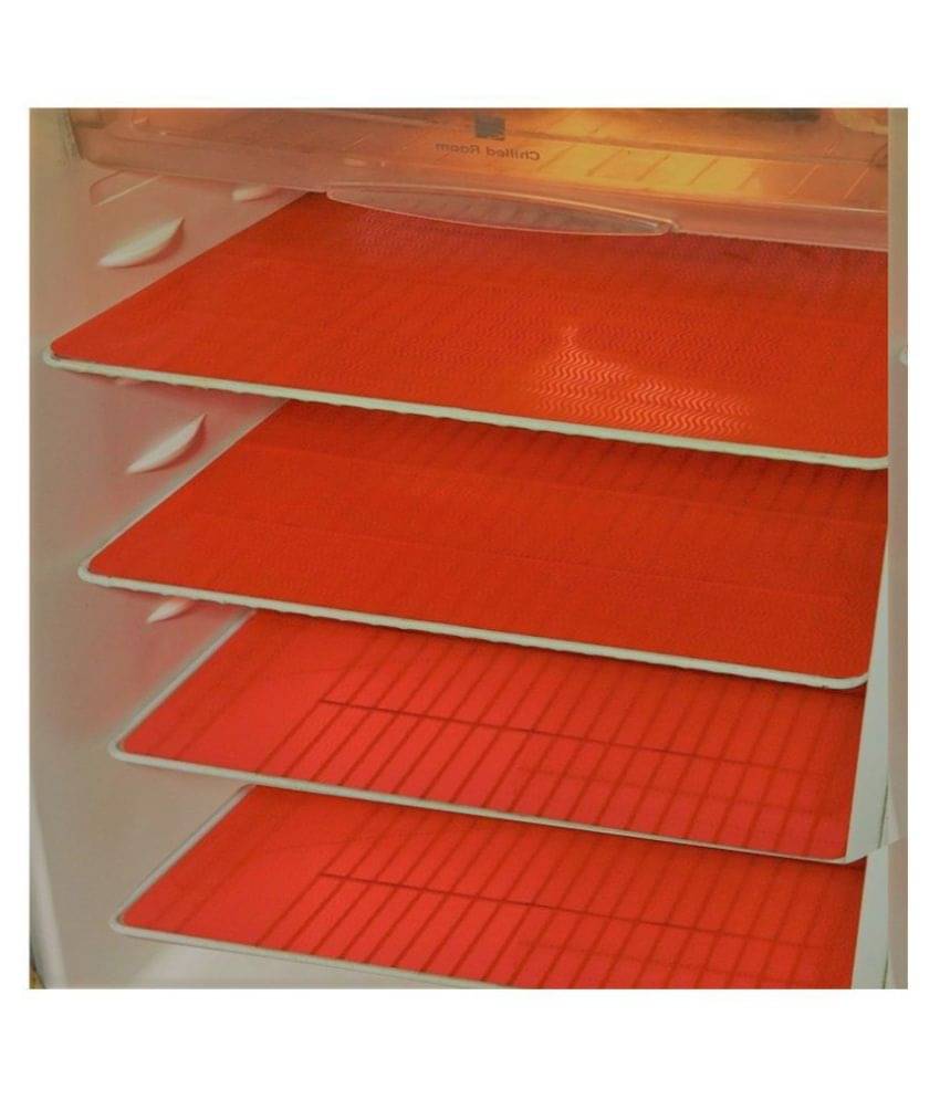 E-Retailer Set of 4 PVC Red Fridge Mats E-Retailer Set of 4 PVC Red Fridge Mats