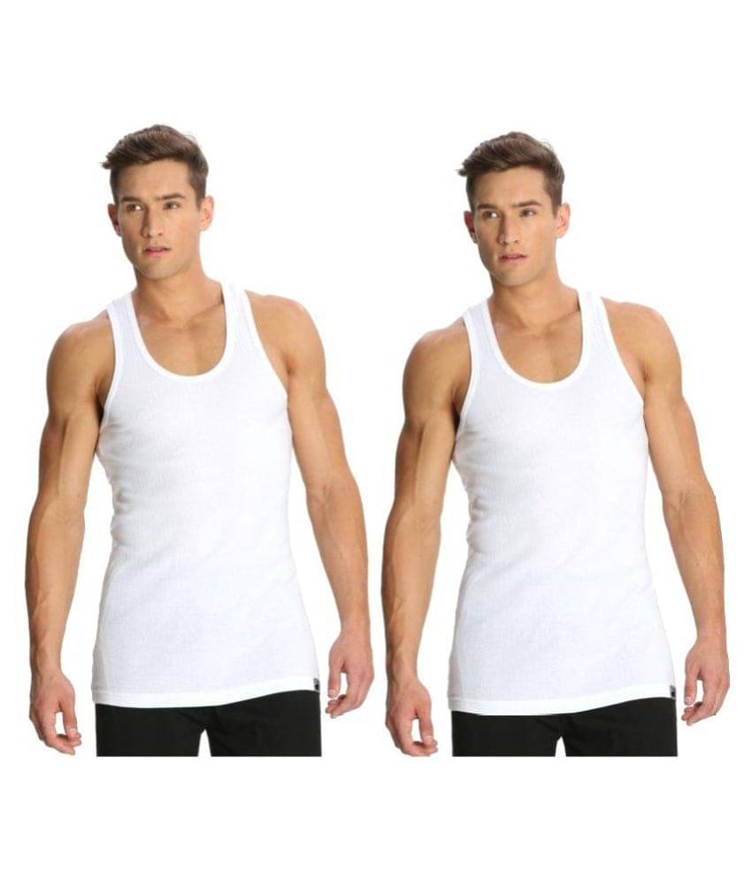     			Jockey White Sleeveless Vests Pack of 2
