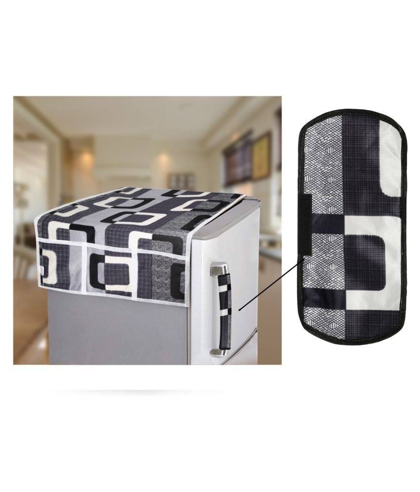 E-Retailer Set of 2 Polyester Black Fridge Top Cover E-Retailer Set of 2 Polyester Black Fridge Top Cover