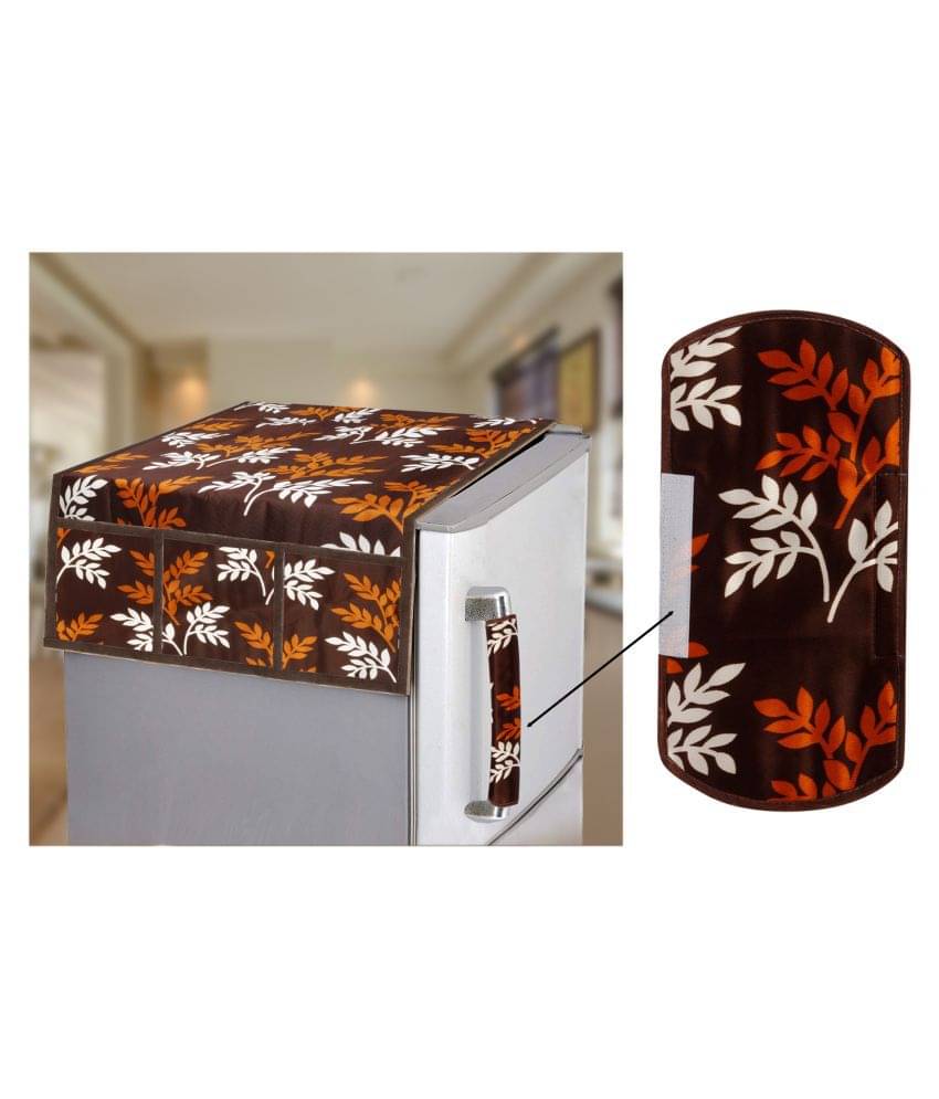 E-Retailer Set of 2 Polyester Brown Fridge Top Cover     			E-Retailer Set of 2 Polyester Brown Fridge Top Cover
