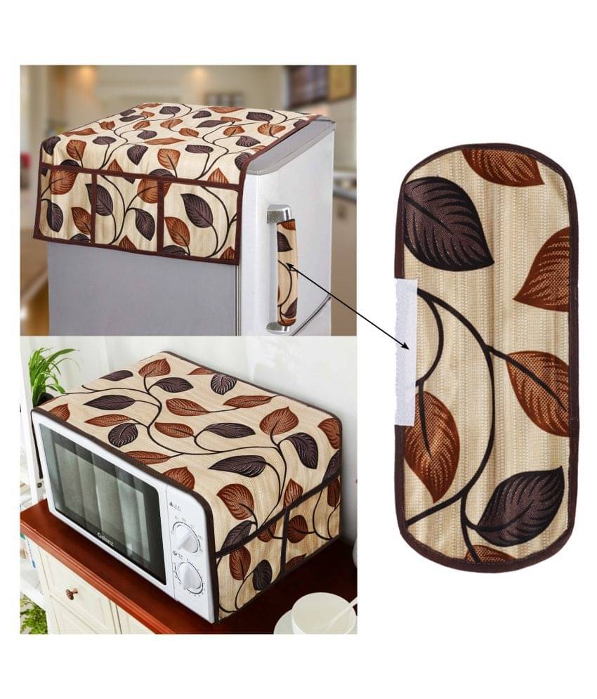 E-Retailer Set of 3 Polyester Brown Fridge Top Cover E-Retailer Set of 3 Polyester Brown Fridge Top Cover