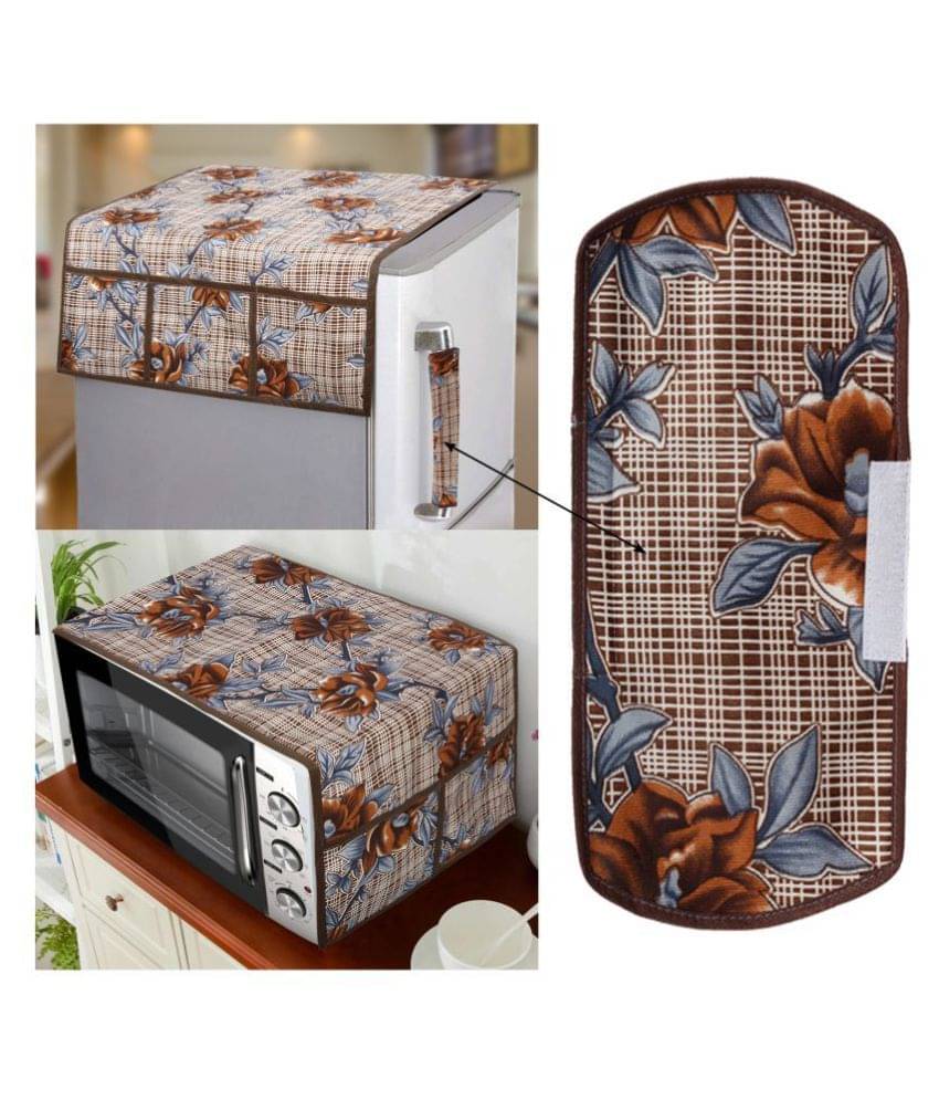 E-Retailer Set of 3 Polyester Brown Fridge Top Cover     			E-Retailer Set of 3 Polyester Brown Fridge Top Cover