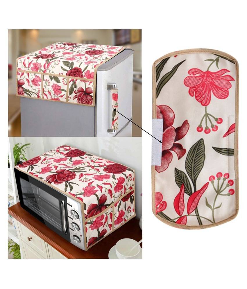     			E-Retailer Set of 3 Polyester Red Fridge Top Cover